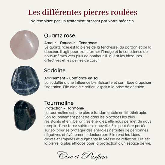 Bougie Galet explications des pierres