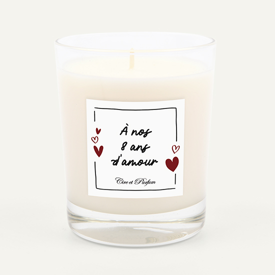 Bougie anniversaire de couple 8 ans - Cire et Parfum